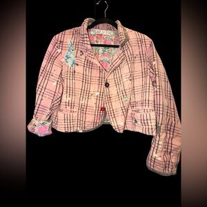 MAGNOLIA PEARL Plaid REVERSIBLE Jacket with Floral Details OSFM